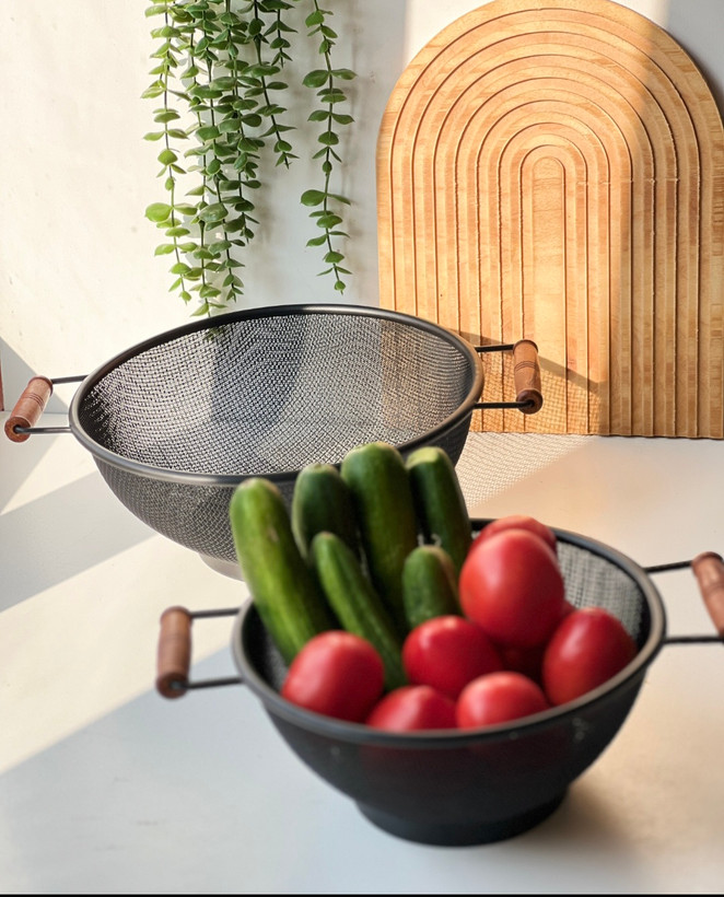 سبد طرح ایکیا دسته چوبی